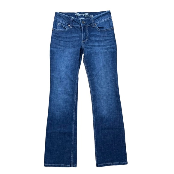 Wrangler Women’s Dark Wash Mid Rise Boot Cut Jeans - Picture 1 of 8